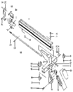 Rip fence assembly Diagram and Parts List for BT3000-1987  Ryobi Table Saw