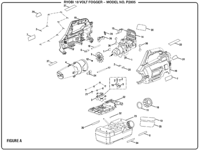 Figure A Diagram and Parts List for P 2805 (Rev 02)(107834001)(2018-11) Ryobi Sprayer