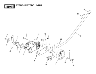 General Assembly Diagram and Parts List for RY EDG12 (Rev 03)(090410010)(2021-08) Ryobi Trimmer