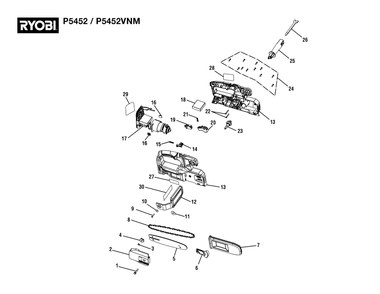 General Assembly Diagram and Parts List for P 5452 VNM (Rev 03)(107548101)(2022-11) Ryobi Chainsaw
