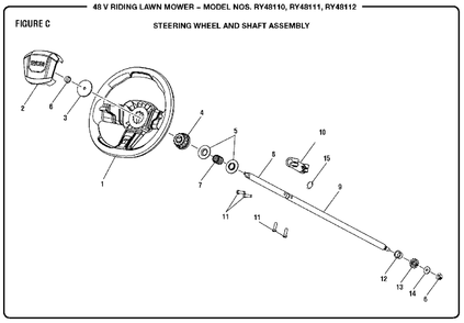 Figure C Diagram and Parts List for RY 48111 (Rev 03)(099749002)(2017-05) Ryobi Lawn Tractor