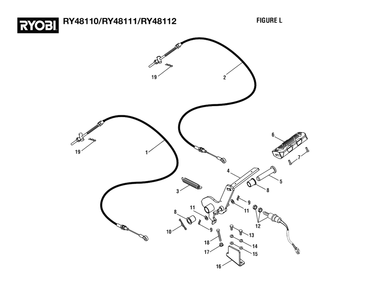 Figure L - Brake Pedal Assembly Diagram and Parts List for RY 48110 (Rev 05)(099749001)(2021-05) Ryobi Lawn Tractor