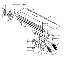 Rip Fence Assembly Diagram and Parts List for BT3000SXI  Ryobi Table Saw
