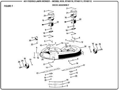 Figure F Diagram and Parts List for RY 48111 (Rev 04)(099749002)(2017-11) Ryobi Lawn Tractor