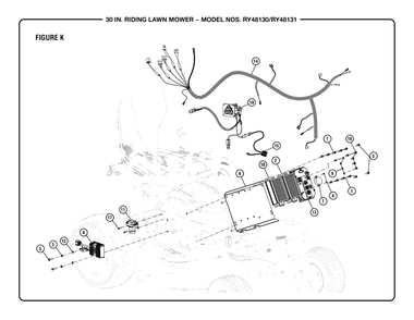 Figure K Diagram and Parts List for RY 48131 (Rev 01)(099237001)(2020-03) Ryobi Lawn Tractor