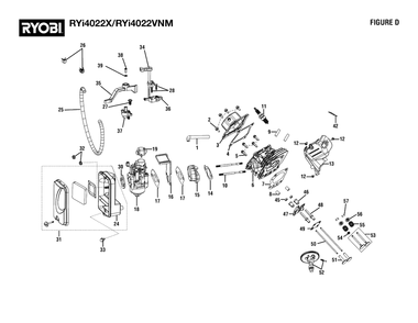 Figure D Diagram and Parts List for RY I4022 X (Rev 02)(099930627)(2022-02) Ryobi Generator