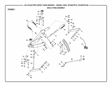 Figure I Diagram and Parts List for RY 48ZTR100 (Rev 02)(099749016)(2019-08) Ryobi Lawn Tractor