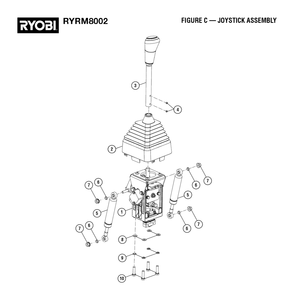 Figure C - Joystick Assembly Diagram and Parts List for RY RM8002 (Rev 01)(099262002)(2022-08) Ryobi Lawn Tractor
