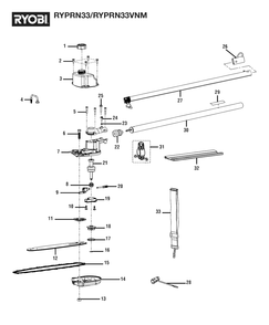 General Assembly Diagram and Parts List for RY PRN33 (Rev 03)(090112021)(2021-08) Ryobi Trimmer