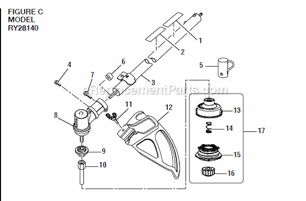 Figur C Diagram and Parts List for RY28140SS26  Ryobi Trimmer