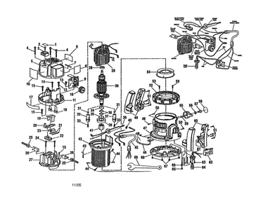 Router Diagram and Parts List for RE-170  Ryobi Router