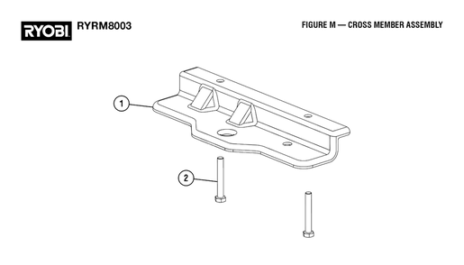 Figure M - Cross Member Assembly Diagram and Parts List for RY RM8003 (Rev 01)(099263002)(2022-08) Ryobi Lawn Tractor