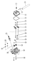 Head and Valves Diagram and Parts List for 990R 611000001 Ryobi Trimmer