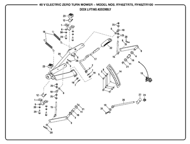 Figure I Diagram and Parts List for RY 48ZTR75 (Rev 01)(099749015)(2019-05) Ryobi Lawn Tractor
