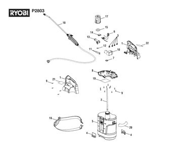 General Assembly Diagram and Parts List for P 2803 (Rev 05)(107270002)(2021-08) Ryobi Sprayer