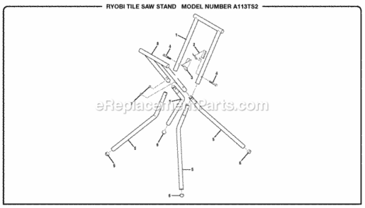 Page A Diagram and Parts List for A113TS2  Ryobi Tile Saw