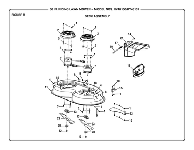 Figure B Diagram and Parts List for RY 48131 (Rev 01)(099237001)(2020-03) Ryobi Lawn Tractor
