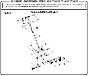 Figure E Diagram and Parts List for RY 48111 (Rev 04)(099749002)(2017-11) Ryobi Lawn Tractor
