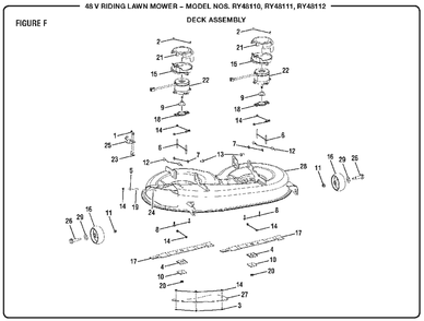 Figure F Diagram and Parts List for RY 48111 (Rev 03)(099749002)(2017-05) Ryobi Lawn Tractor