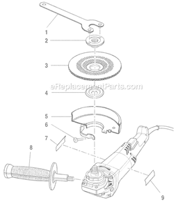 Page A Diagram and Parts List for AG450  Ryobi Angle Grinder