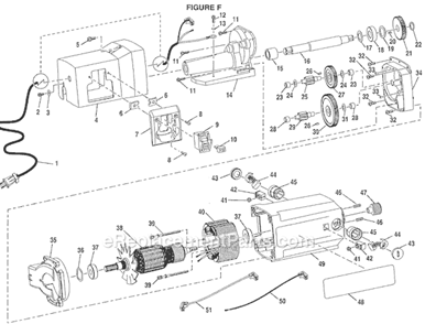 Page F Diagram and Parts List for AP1300  Ryobi Planer Jointer