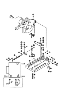 Bed/Wheel/Clamper Diagram and Parts List for C-356  Ryobi Miter Saw