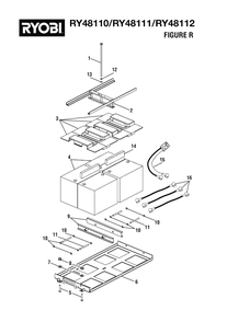 Figure R - Battery And Battery Tray Assembly Diagram and Parts List for RY 48110 (Rev 05)(099749001)(2021-05) Ryobi Lawn Tractor
