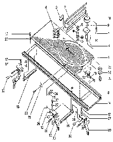 Sliding miter table assembly Diagram and Parts List for BT3000-1987  Ryobi Table Saw