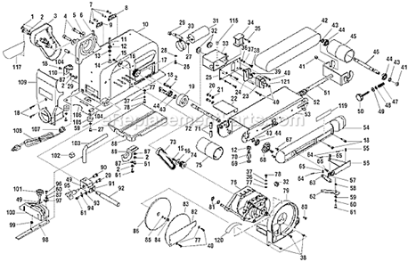 Page A Diagram and Parts List for BD4600  Ryobi Belt or Drum Sander