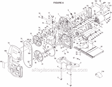 Page A Diagram and Parts List for BS1001SV  Ryobi Band Saw