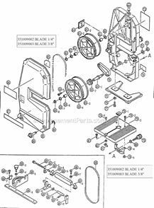 Page B Diagram and Parts List for BS900  Ryobi Band Saw