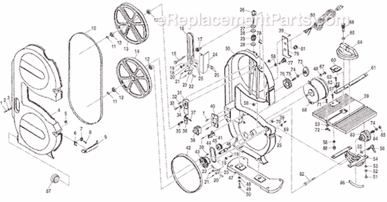 Page A Diagram and Parts List for BS901  Ryobi Band Saw