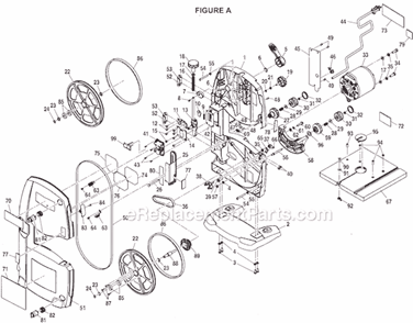 Page A Diagram and Parts List for BS902  Ryobi Band Saw