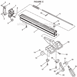 Page C Diagram and Parts List for BT3100-1  Ryobi Table Saw