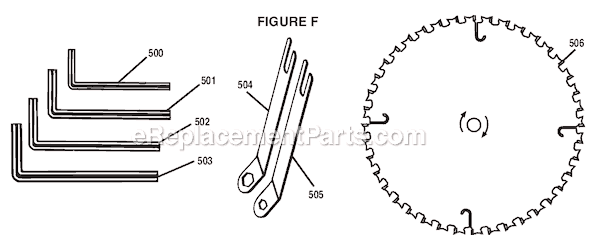 Page F Diagram and Parts List for BT3100-1  Ryobi Table Saw