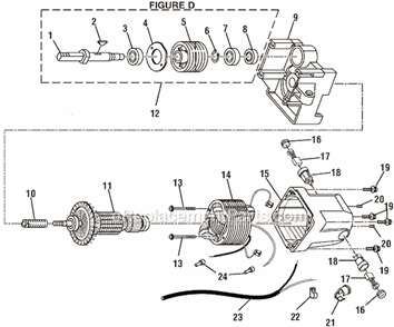 Page D Diagram and Parts List for BT3100  Ryobi Table Saw