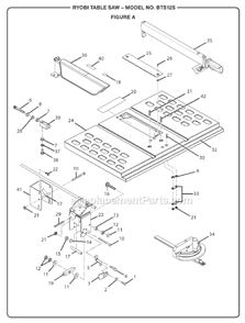 Part Location Diagram of 0101010308 Ryobi Motor Bracket