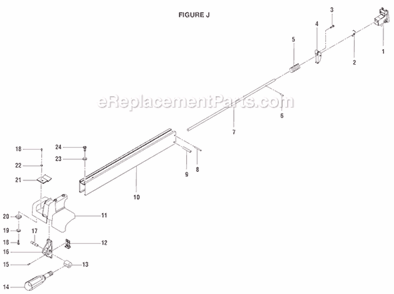 Page J Diagram and Parts List for BTS15  Ryobi Table Saw