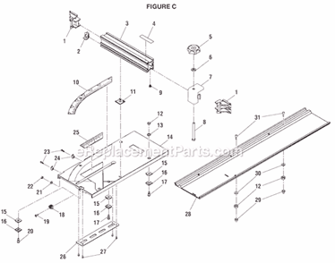 Page C Diagram and Parts List for BTS15  Ryobi Table Saw