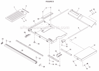 Page D Diagram and Parts List for BTS15  Ryobi Table Saw