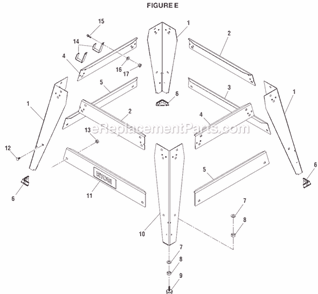 Page E Diagram and Parts List for BTS15  Ryobi Table Saw