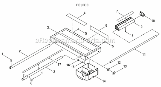 Page D Diagram and Parts List for BTS20R-1  Ryobi Table Saw