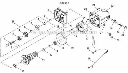 Page F Diagram and Parts List for BTS20R-1  Ryobi Table Saw