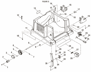 Page G Diagram and Parts List for BTS20R-1  Ryobi Table Saw