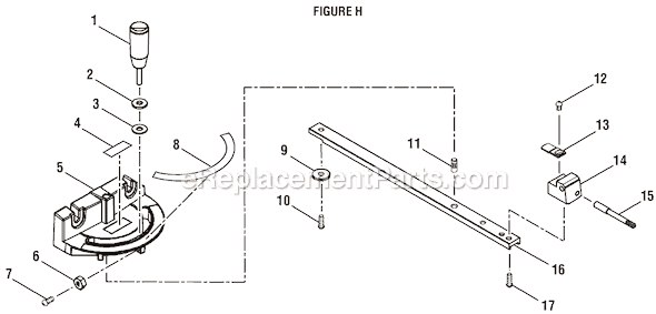 Page H Diagram and Parts List for BTS20R-1  Ryobi Table Saw
