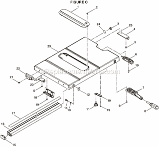 Page C Diagram and Parts List for BTS20R  Ryobi Table Saw