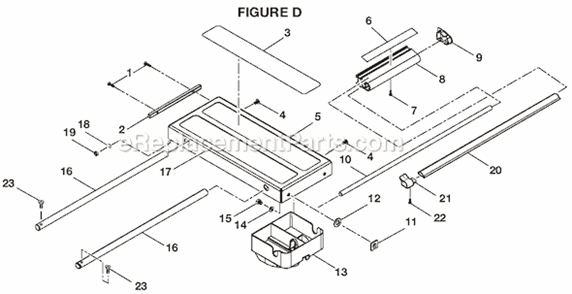 Page D Diagram and Parts List for BTS20R  Ryobi Table Saw