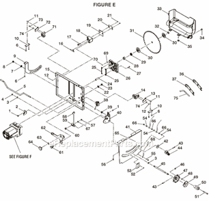 Page E Diagram and Parts List for BTS20R  Ryobi Table Saw