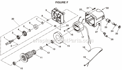 Page F Diagram and Parts List for BTS20R  Ryobi Table Saw