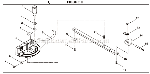 Page H Diagram and Parts List for BTS20R  Ryobi Table Saw
